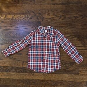 Old Navy Toddler Boy Plaid Button Down Shirt - Burgundy, White, & Blue, size 4T